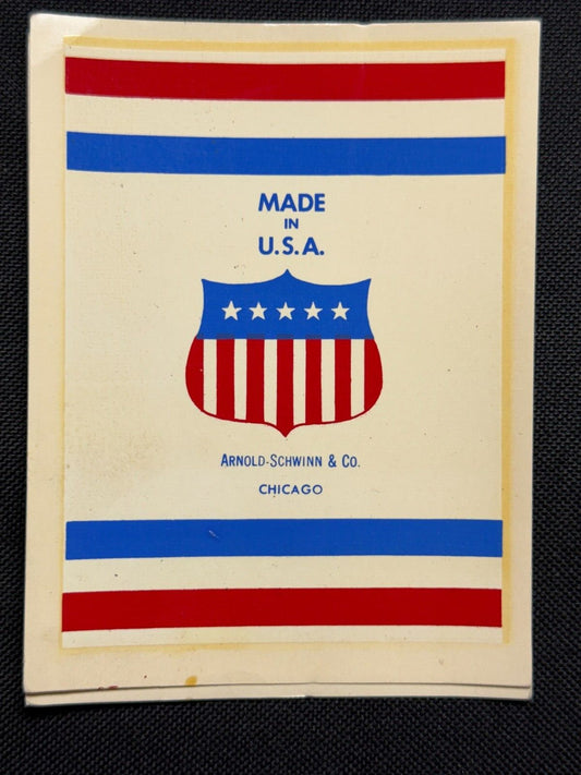 Vintage Schwinn Bicycle Decal Red White Blue Made in USA 3.25x4.25