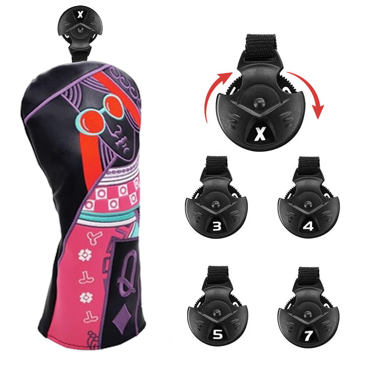4-Pack Poker King & Queen Golf Club Head Covers for Driver & Fairway Woods