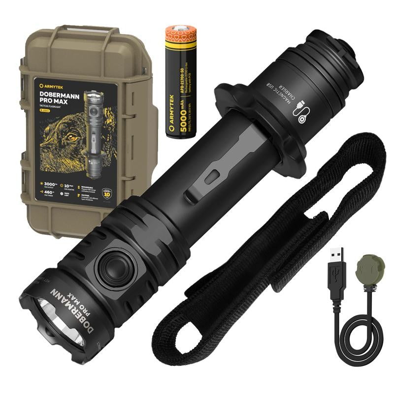 High Lumen Tactical Flashlight 3000 Lumens with Battery & Magnet Clip