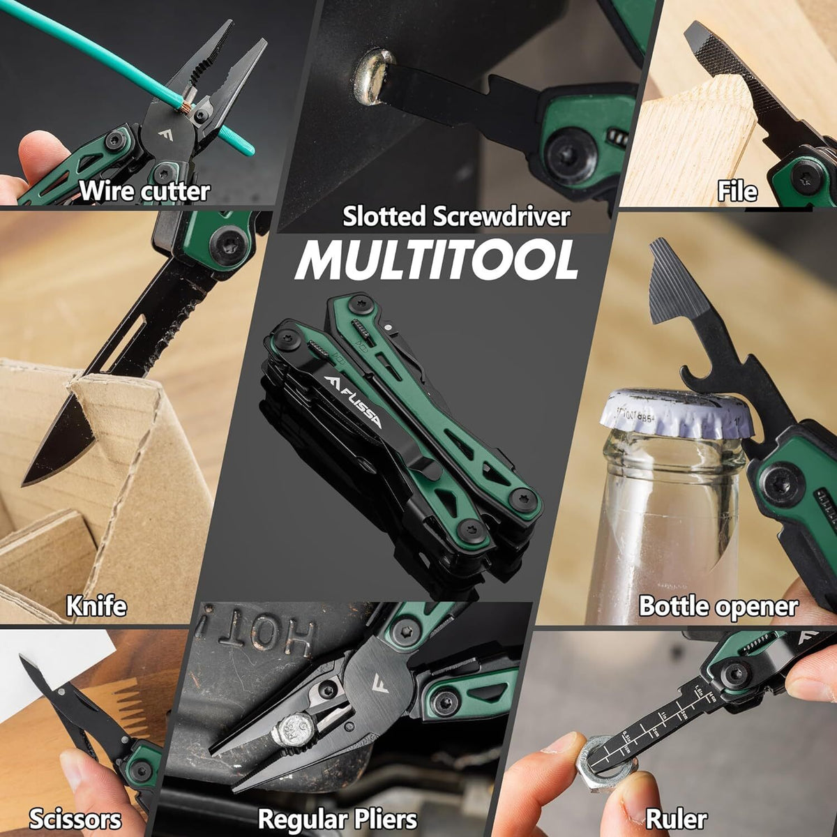 16-in-1 Multi Tool Pliers Stainless Steel EDC with Pocket Knife, Belt Clip