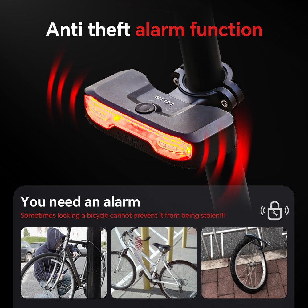 Bike Turn Signal Rear Light with Anti-Theft Alarm & Brake Warning