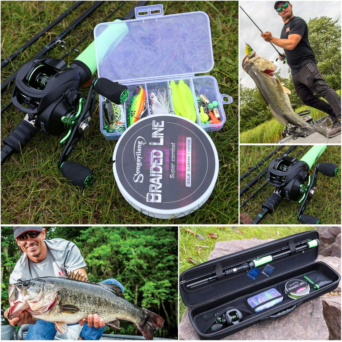 High Carbon Fiber Fishing Rod and Reel Combo 2.1M Casting with Case & Accessories