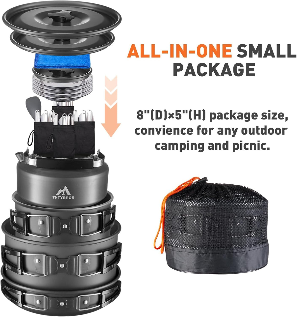 27-Piece Camping Cookware Set with Kettle & Utensils for 2-4 People