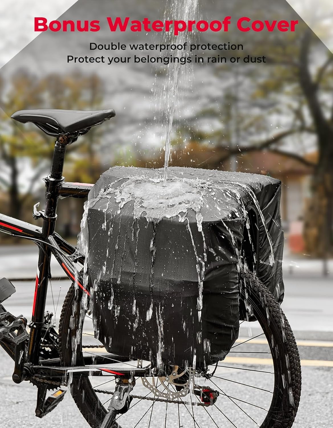 40L Waterproof Bicycle Panniers Bag for E-Bike with Rain Cover