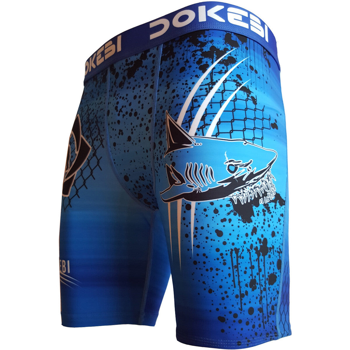 Dokebi Shark BJJ Compression Shorts - Blue, Performance Athletic Gear