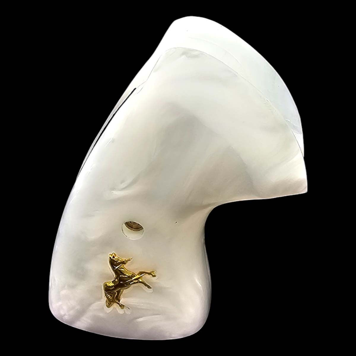 White Pearl Revolver Grips for Colt Python & Anaconda - 24K Gold Medallions