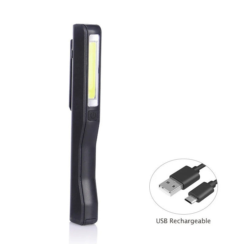 Rechargeable COB LED Work Light with Magnetic Clip & Pen Design