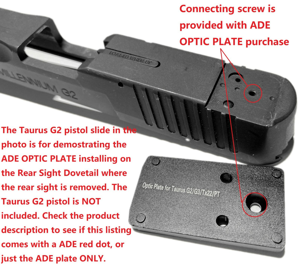 Mount Plate Adapter for Taurus G2 G3 TX22 Pistols - ADE
