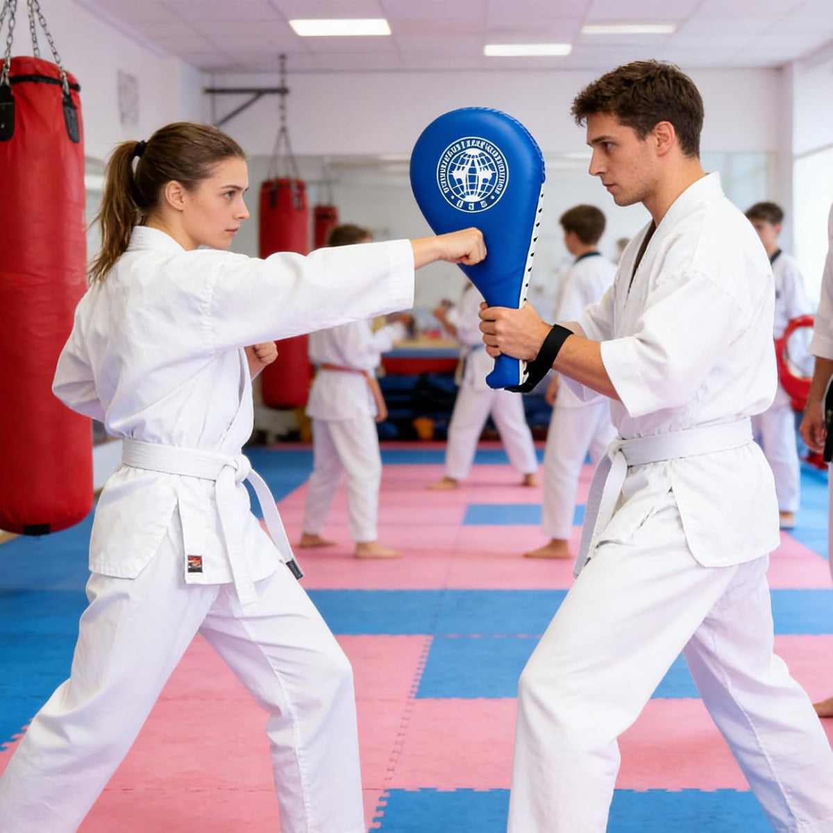 2 Pack Martial Arts Kick Pads - Durable Taekwondo Strike Pads with Wrist Straps