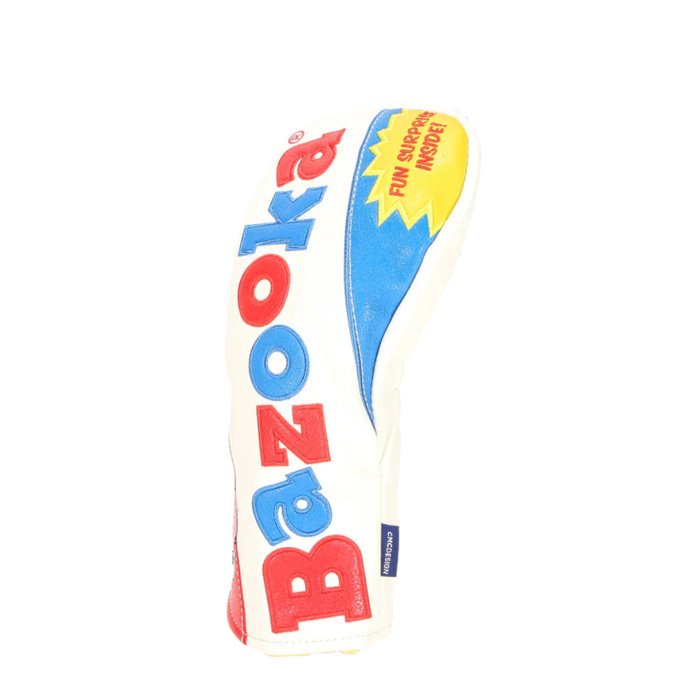Golf Fairway Wood Headcover - Bazooka Joe Style, White Red Blue
