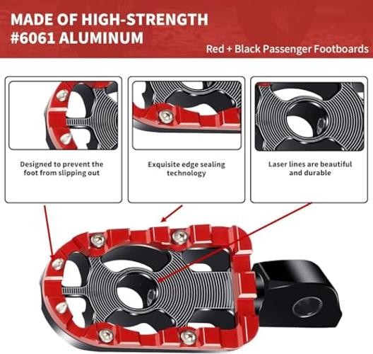 Universal 10mm Motorcycle Foot Pegs for Harley and Bike Passenger Floor Boards - Red