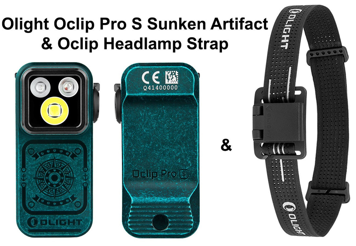 Olight Oclip Pro S Sunken Artifact Clip Flashlight with Headlamp Strap