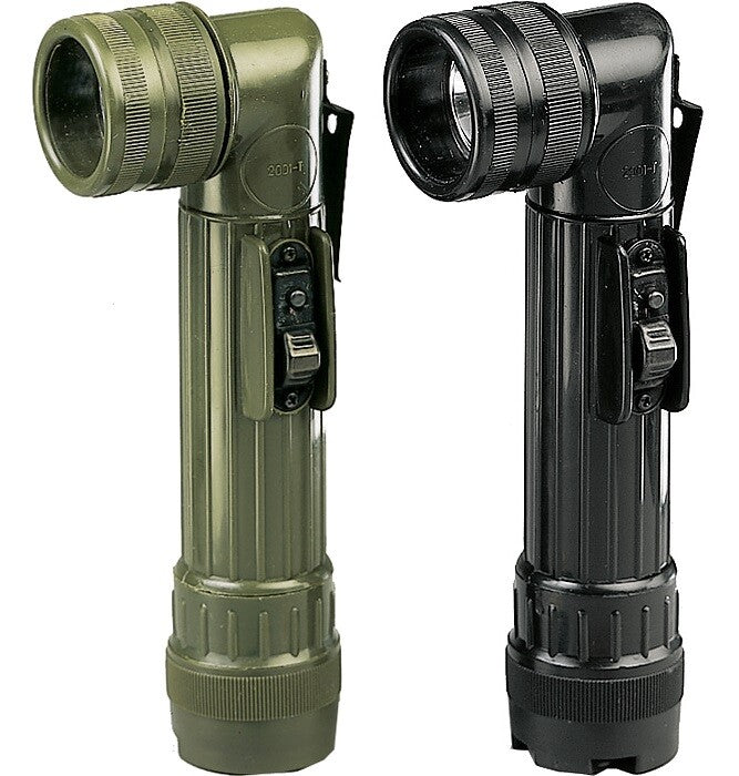 Tactical Angle Head Flashlight with 4 Color Lenses and High Impact Plastic Body