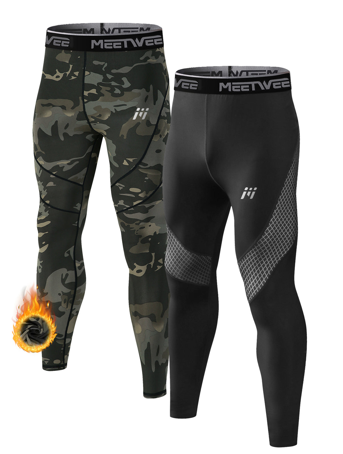 Men's Thermal Base Layer Long Johns Compression Leggings 2 Pack