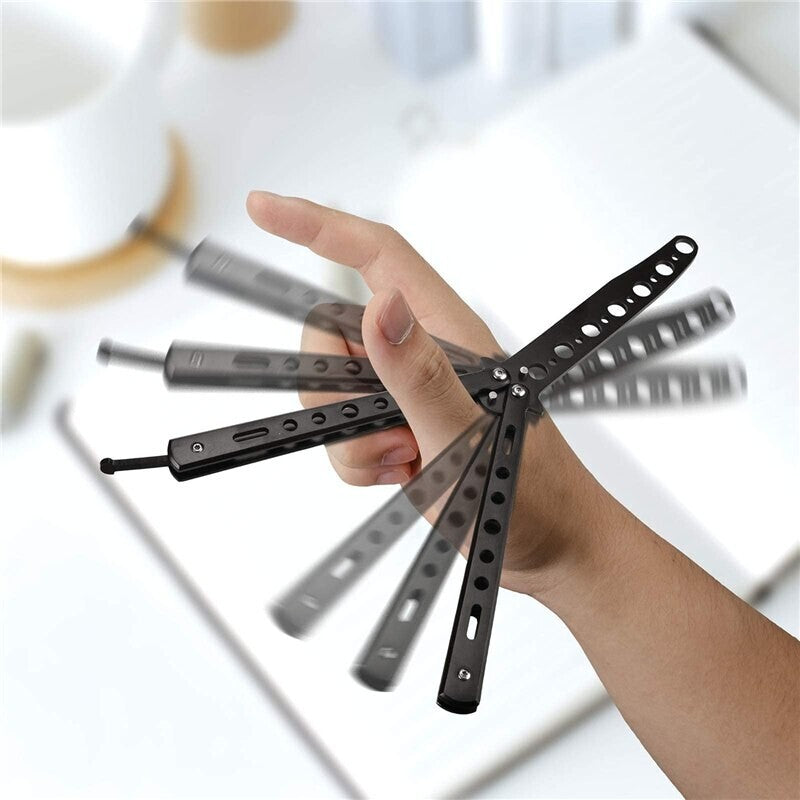 Practice Butterfly Knife Trainer Dull Stainless Steel Black Tool