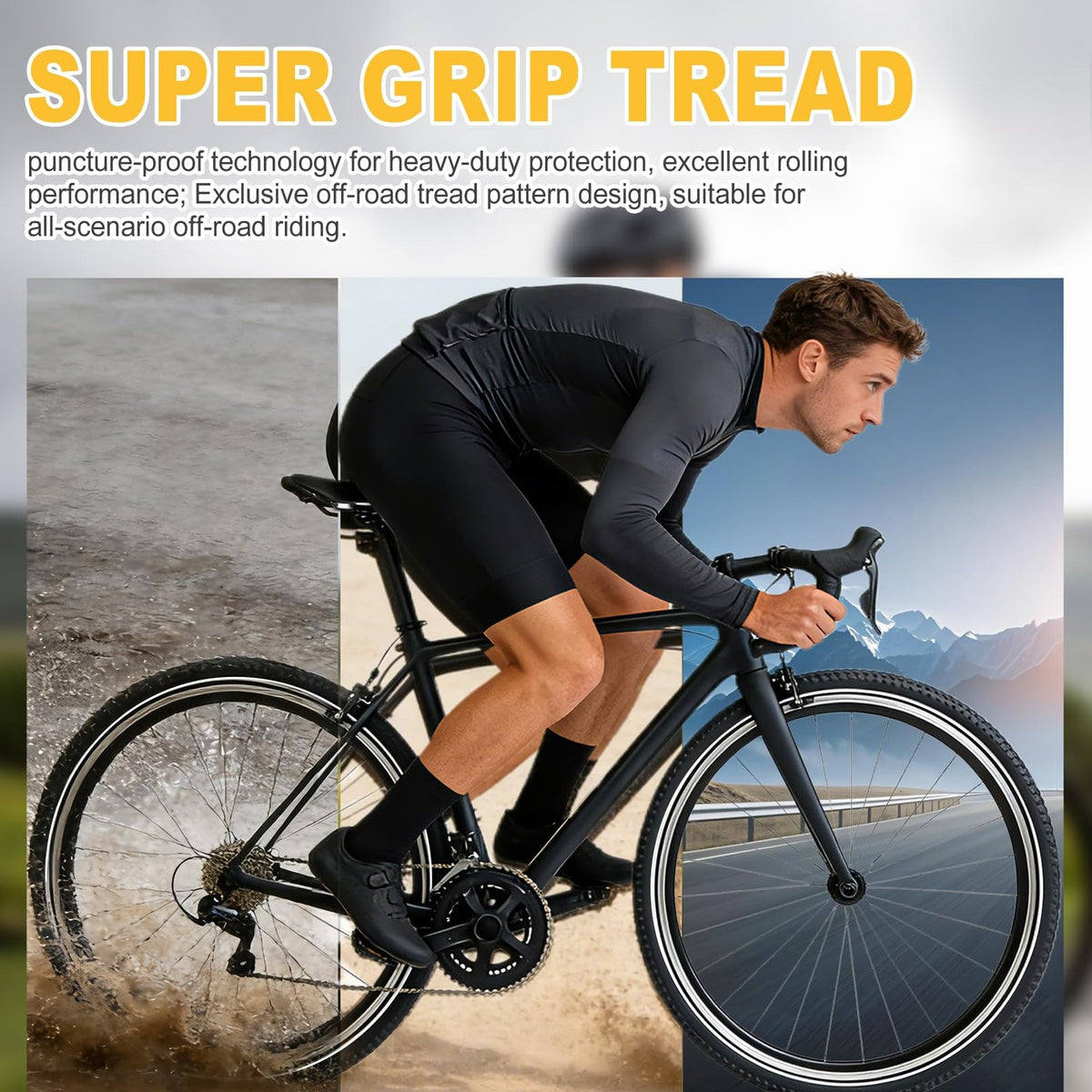 26x2.125 Bike Tire Set - Anti-Stab Reflective Mountain & City Tires