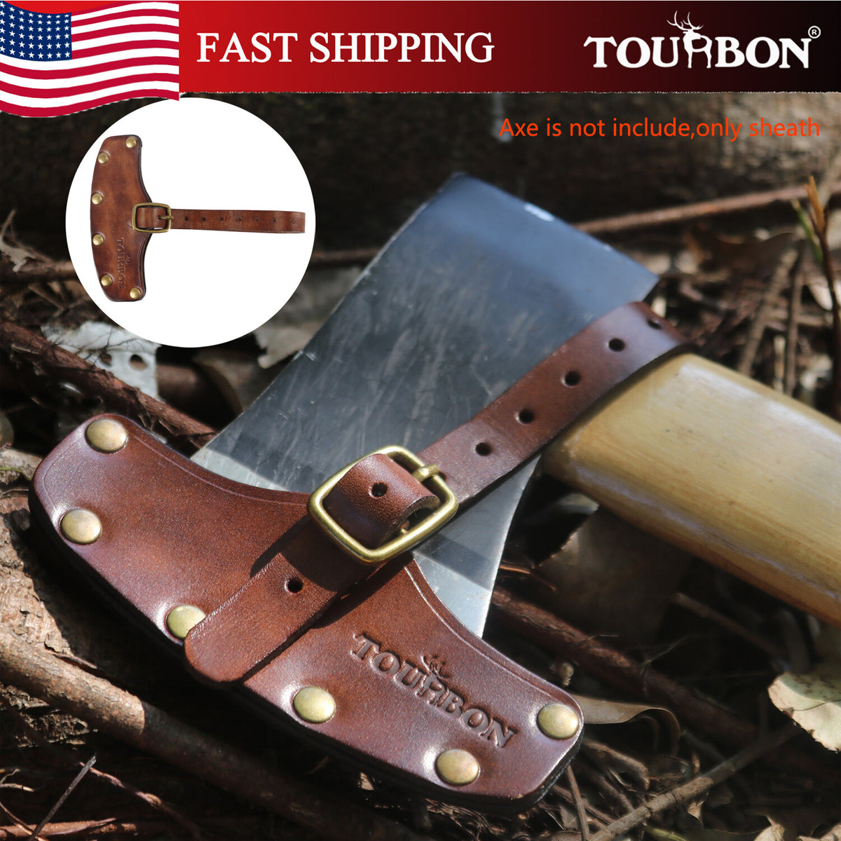 Leather Axe Sheath Cover for 4-Inch Blades Adjustable Strap Heavy Duty