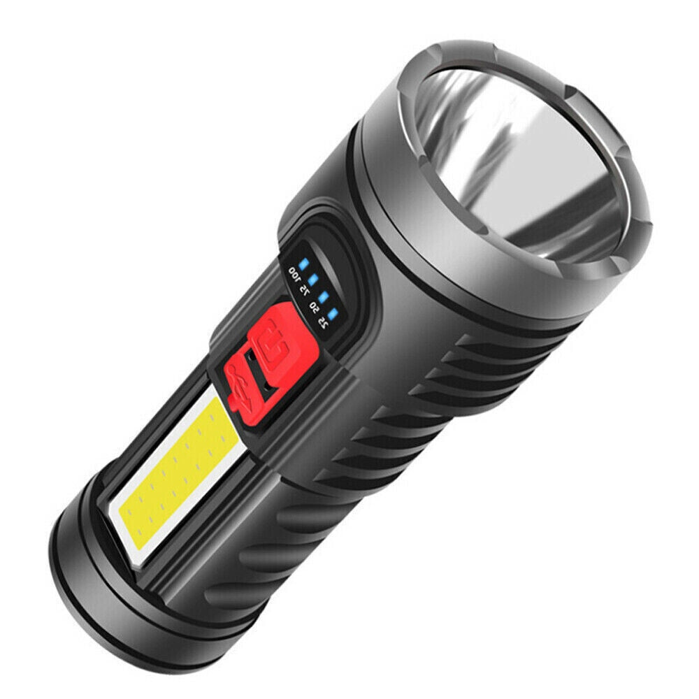 Rechargeable LED Tactical Flashlight - Waterproof Handheld Torch USB & Battery Included