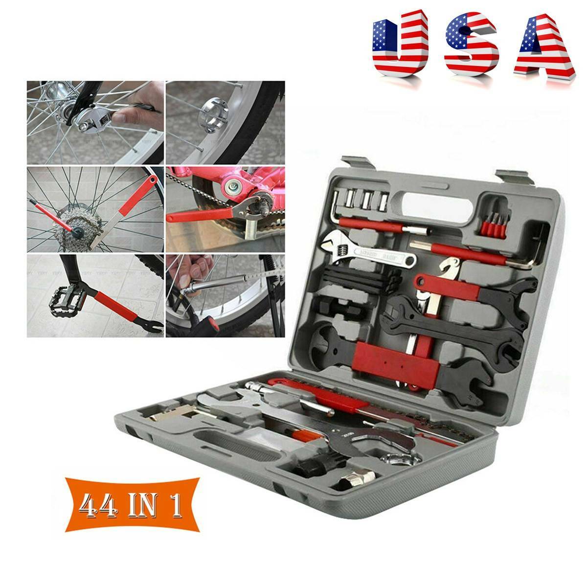 44-Piece Bike Repair Tool Kit with Wrenches, Screwdrivers & Patches