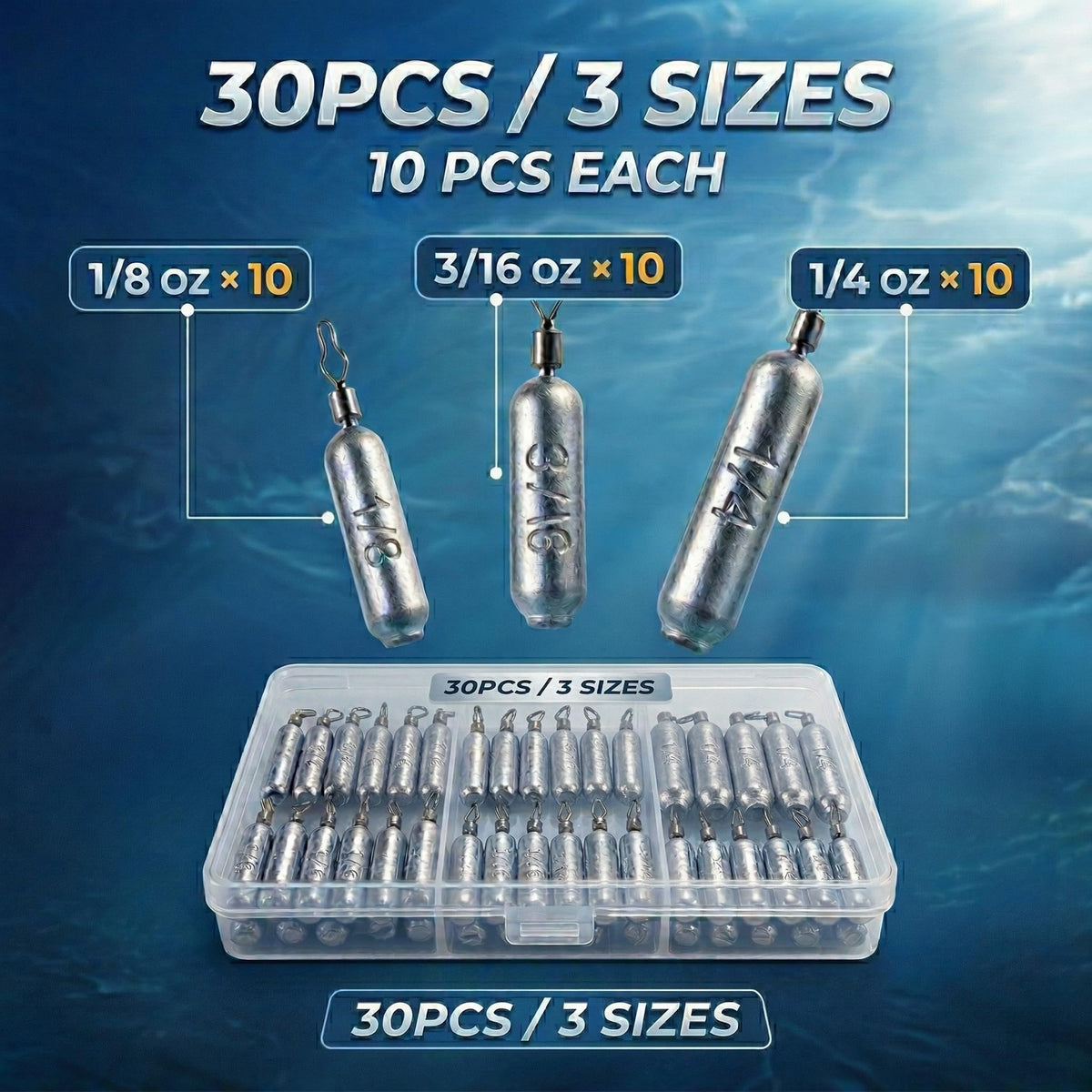 Drop Shot Fishing Weights Set - Lead Sinkers for Finesse & Drop Shot Rigging