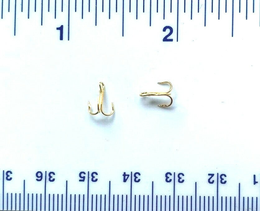 Gold Treble Fishing Hooks Size 18 - Strong Sharpened Trolling Hooks Bulk 50