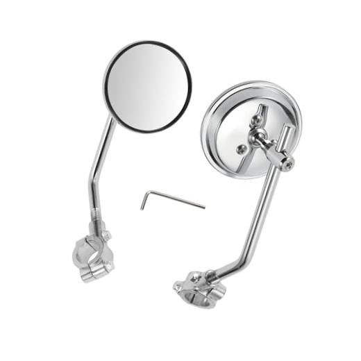 Universal Motorcycle Rear View Mirrors Handlebar Set Adjustable Iron Chrome