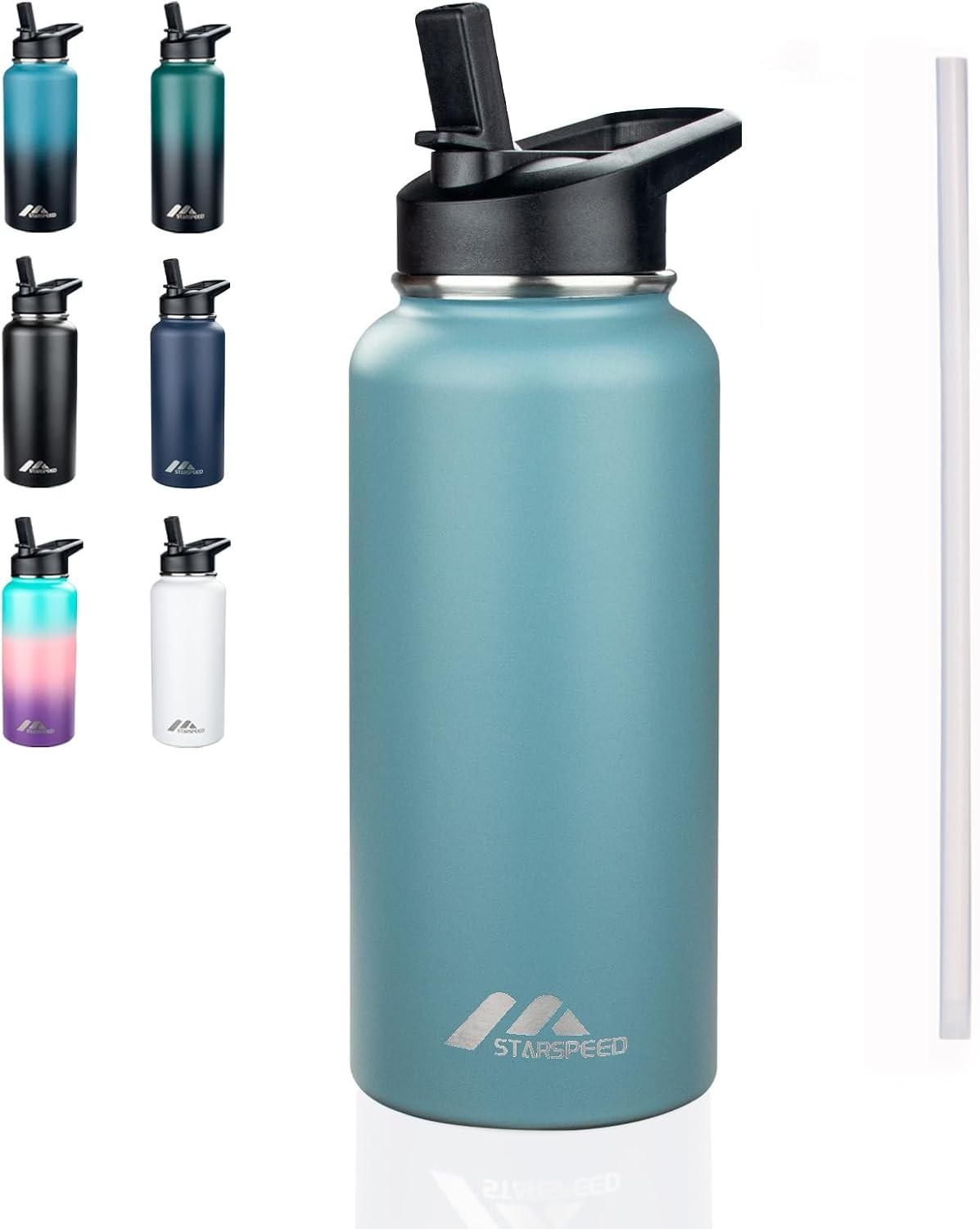32oz Insulated Stainless Steel Water Bottle with Straw Lid - Double Walled, Leakproof, Cold & Hot Drink Travel Mug