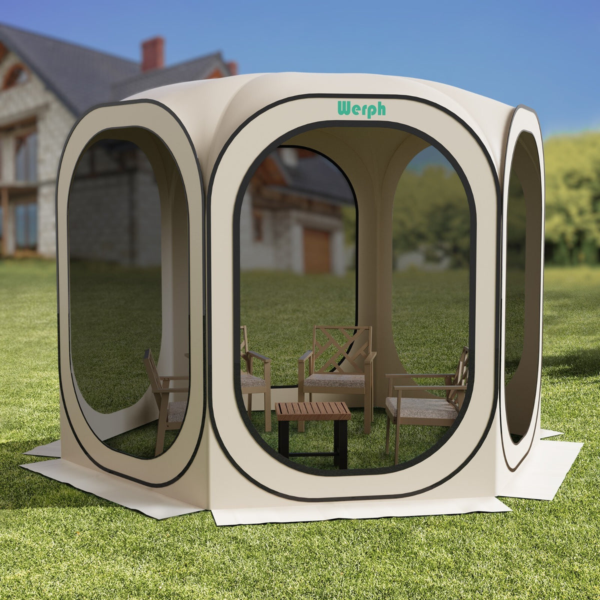 10x10 Pop Up Screen Tent Canopy with Mosquito Net for Camping & Outdoor