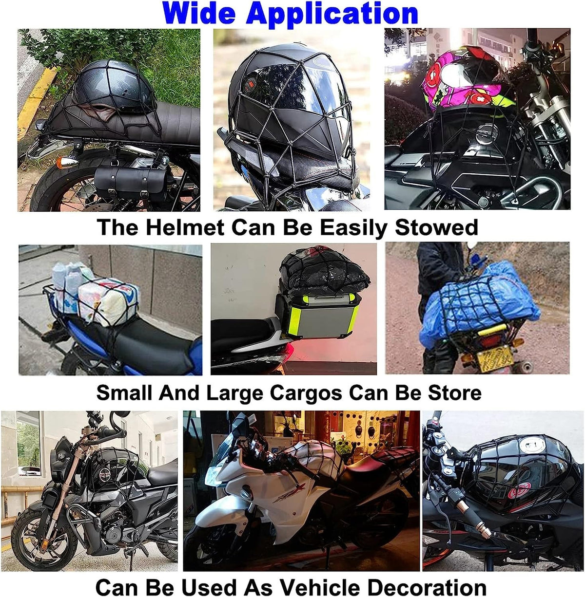 Heavy-Duty Motorcycle Cargo Bungee Net 12x12 Inches - 2 Pack