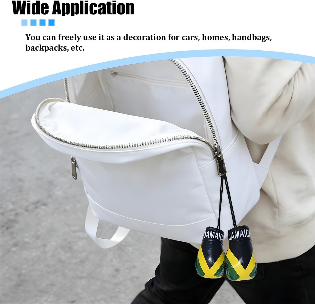 Mini Boxing Glove Car Mirror Ornament for Vehicles - Jamaican Flag Design