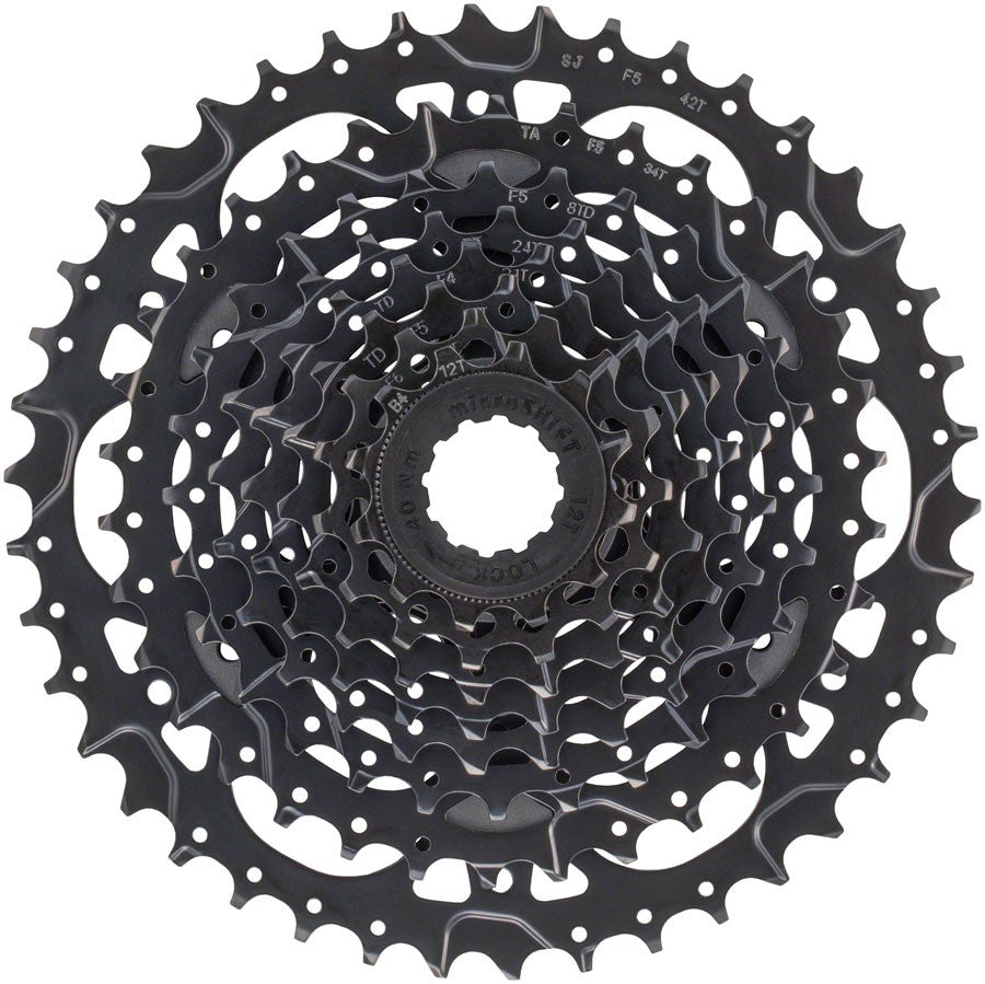 8-Speed Bicycle Cassette 12-42T Black ED Coated for Mountain & Road Bikes