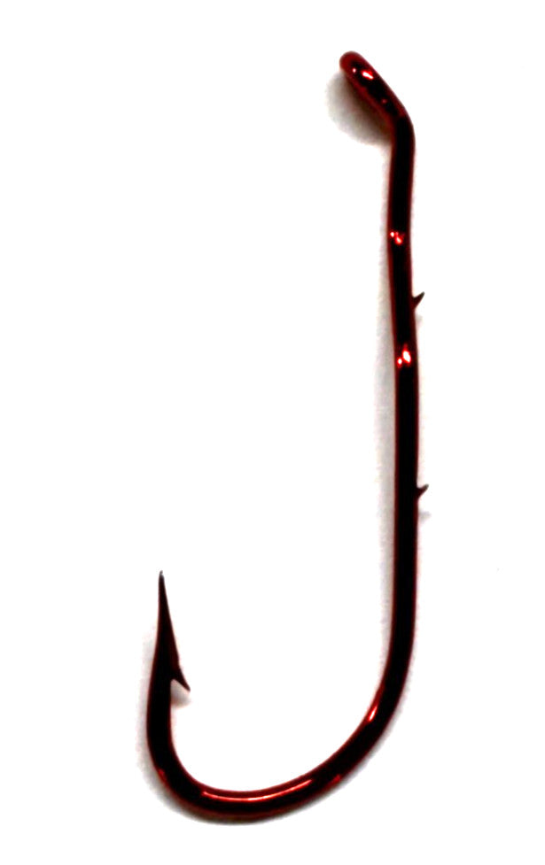 2 Packs Blood Red Size 4 Bait Holder Hooks - Fishing Accessories, 6 Count Each