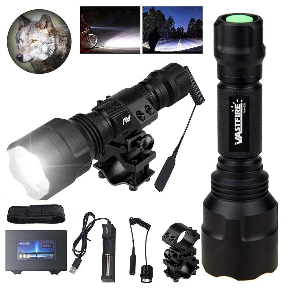 LED Predator Hunting Flashlight with Mount Set for Hog Coyote Varmint