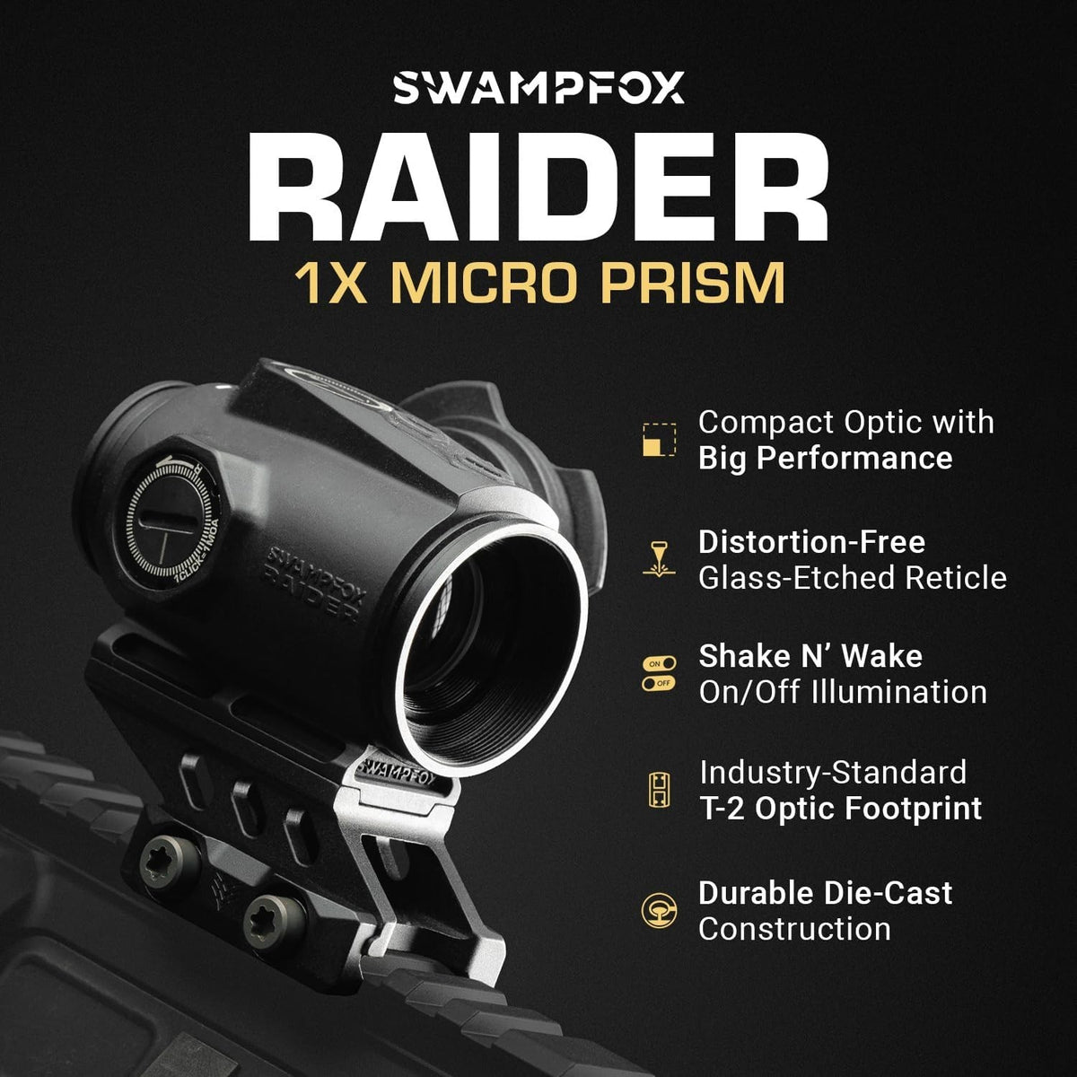 Swampfox Raider Prism Sight with Red BRC Reticle & Aimpoint T2 Footprint