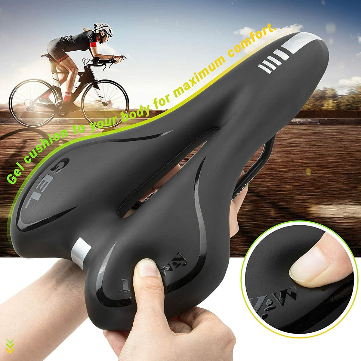 Comfort Gel Bike Saddle for Mountain and Road Bicycles Waterproof
