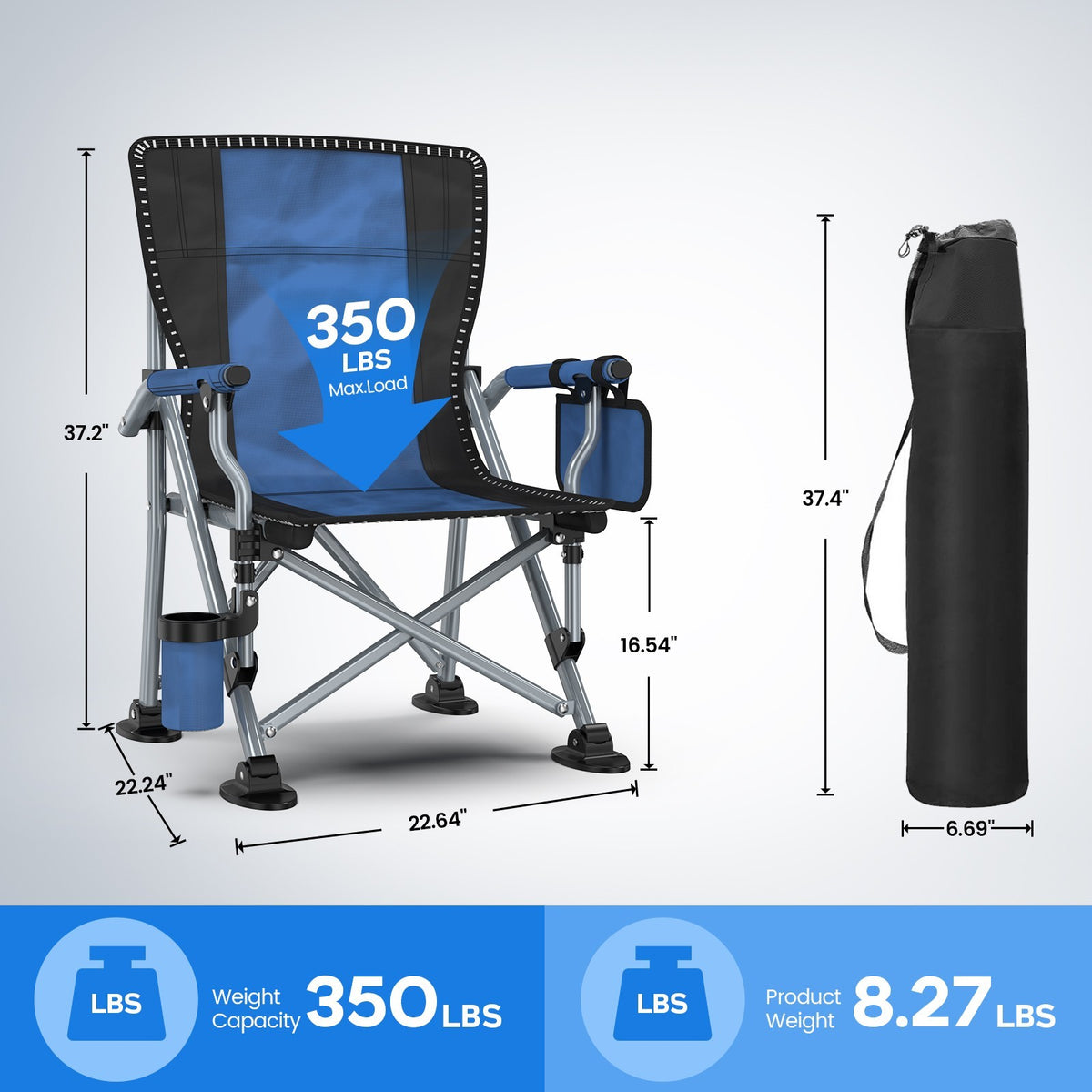 Heavy Duty Portable Camping Chair with Cup Holder and Oversized Design