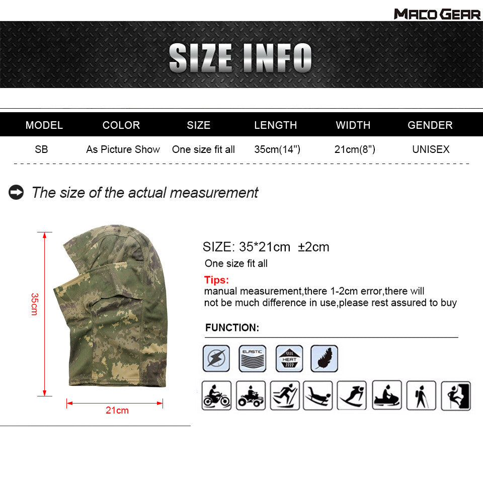 Tactical UV Protection Face Mask Balaclava for Outdoor Activities