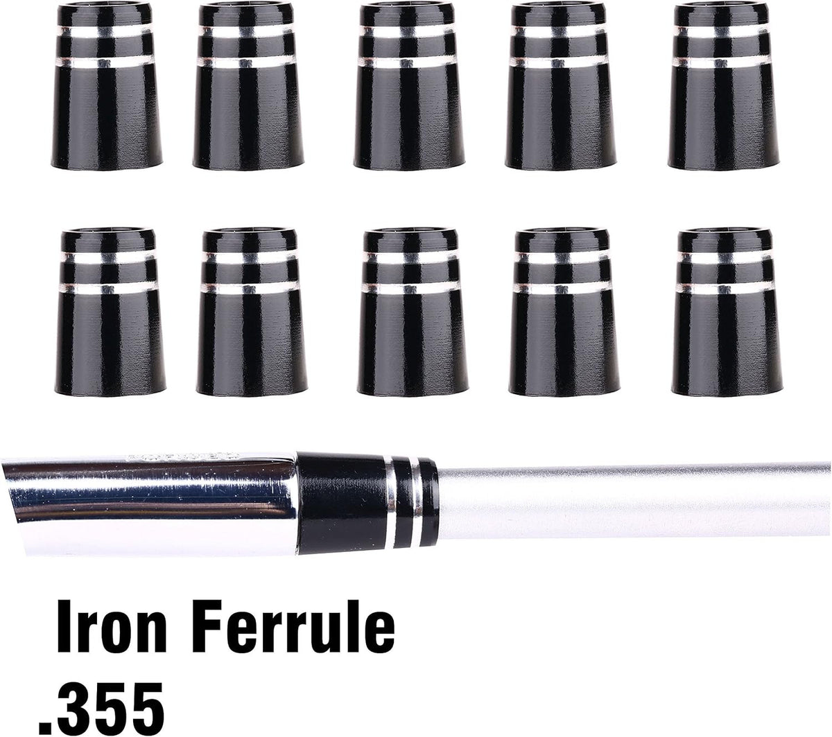 Black Golf Ferrules Set for Taper Tip Iron Wedges - 10 Pack