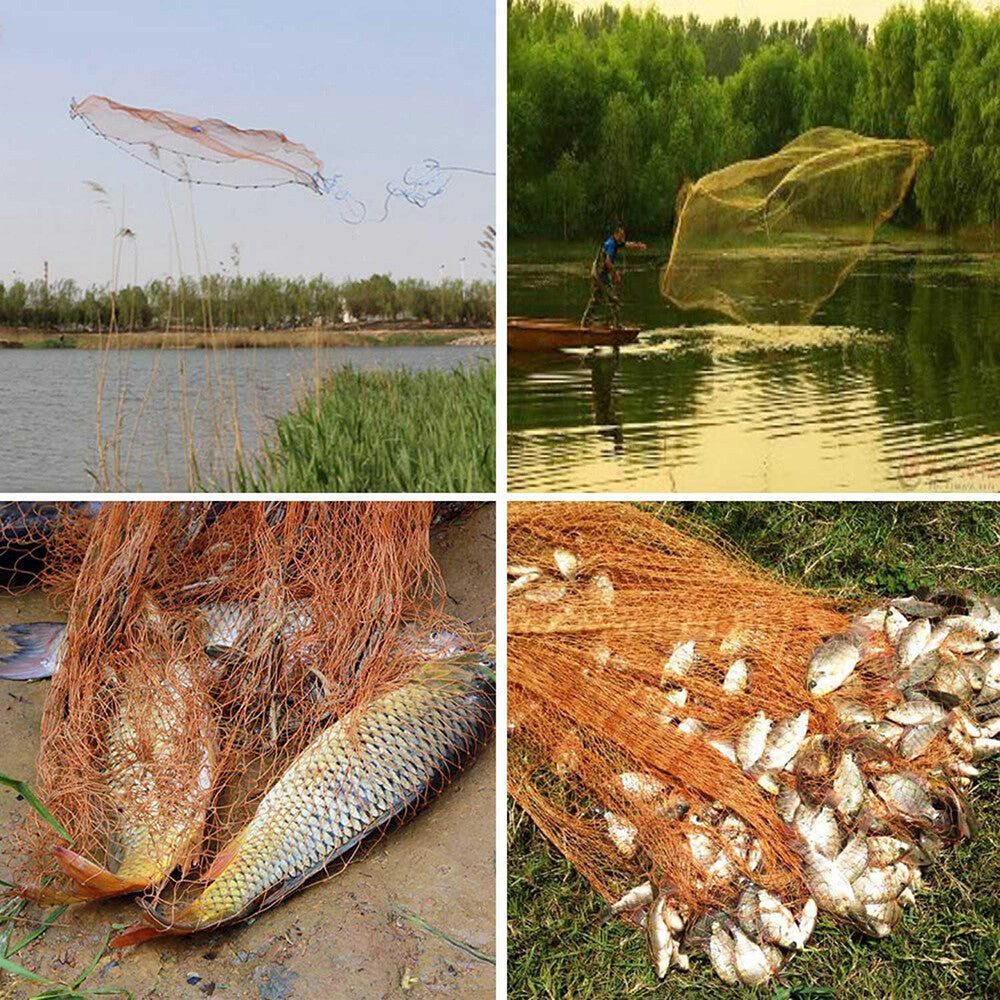 Heavy Duty Casting Net for Fishing - Easy Throw Hand Net with Durable Mesh and Extended Rope