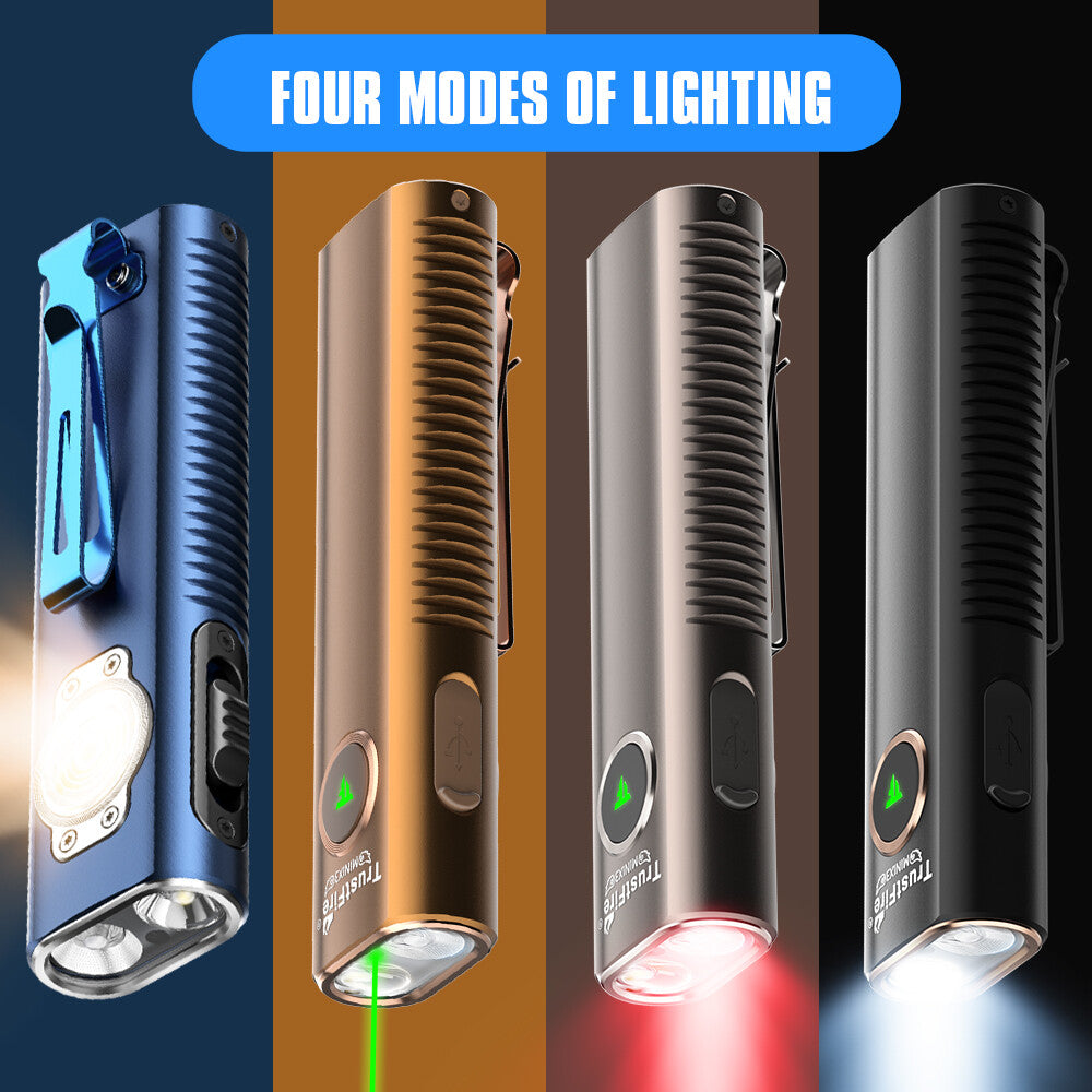 Trustfire MINIX3 LED Flashlight 1050 Lumens with Red, UV, Green Laser & Magnetic Tail