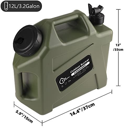 3.2 Gallon BPA-Free Water Container with Spigot for Camping & Outdoor Use - Military Green