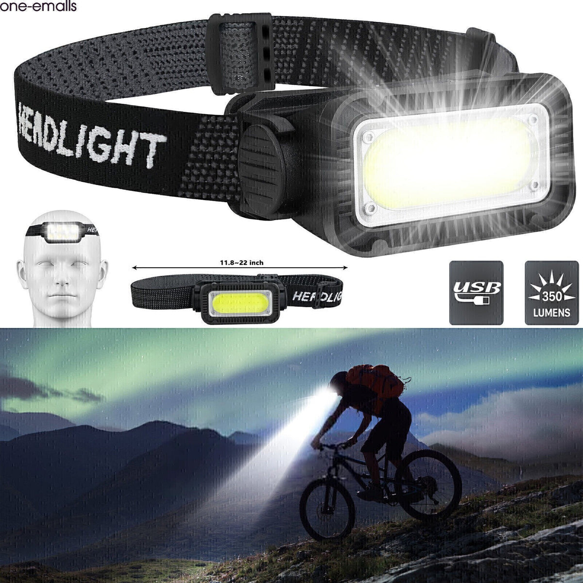 Rechargeable LED Headlamp with COB Light and Red Light for Outdoor Work