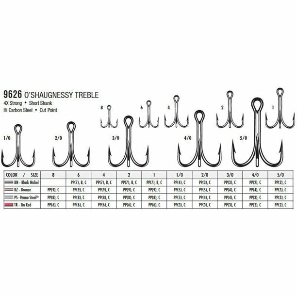 High-Strength Treble Fishing Hooks - Multiple Sizes & Pack Quantities