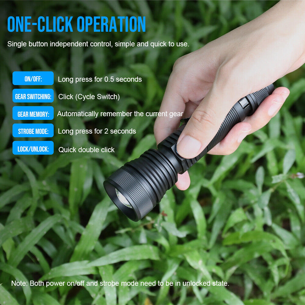 Rechargeable LED Torch with Zoom, 1500 Lumens, 550M Range, Magnet, Compact