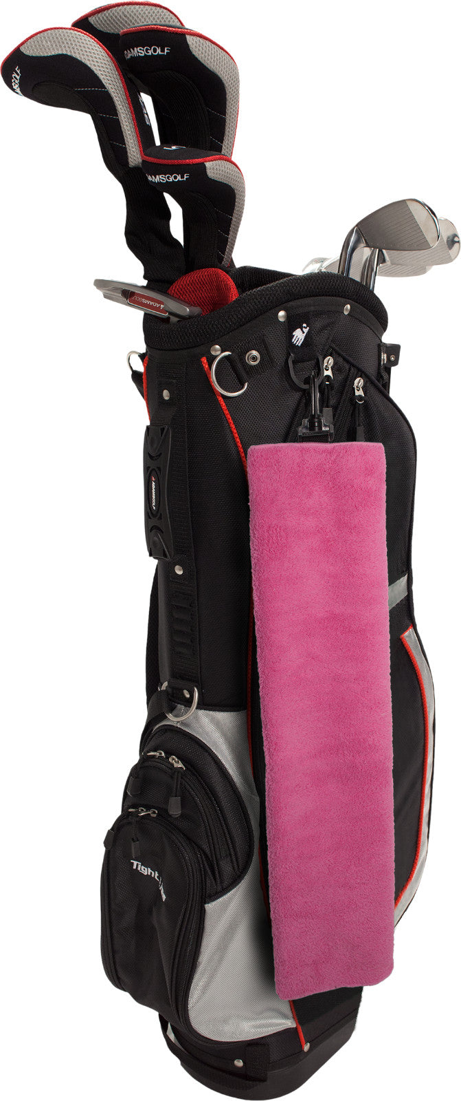 Pink Cotton Microfiber Golf Towel 16x22 Tri-Fold with Snap Hook