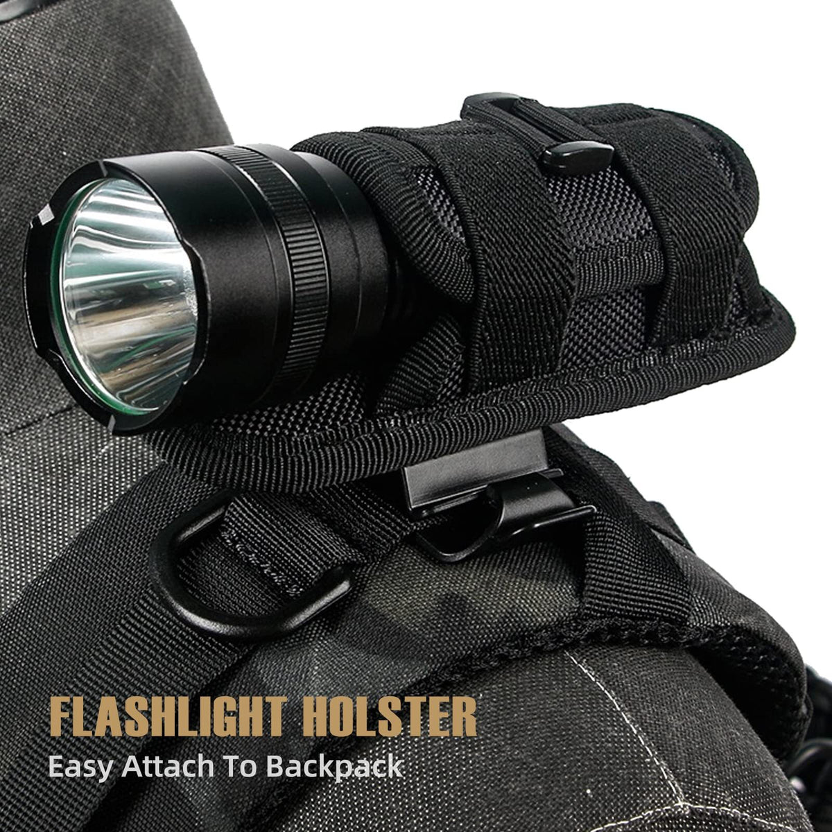 Tactical Flashlight Holster Rotatable Belt Clip Case for Outdoor Activities