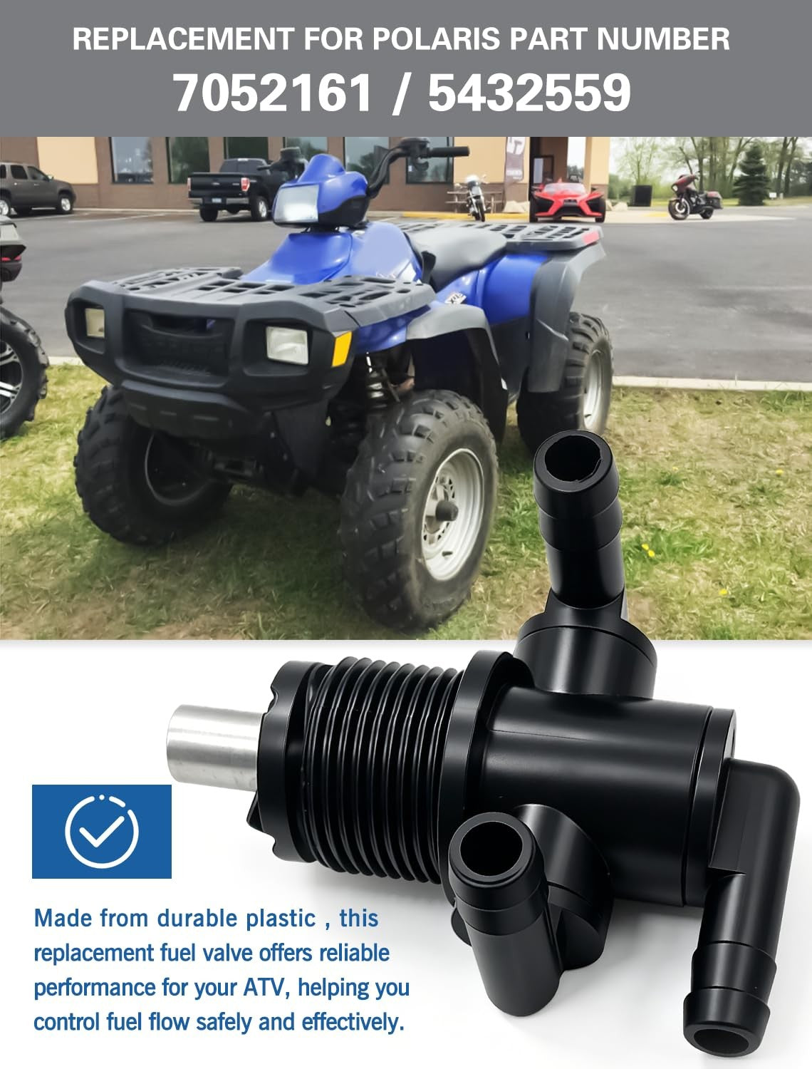 3-Way Fuel Shut Off Valve Petcock for Polaris Off-Road Vehicles