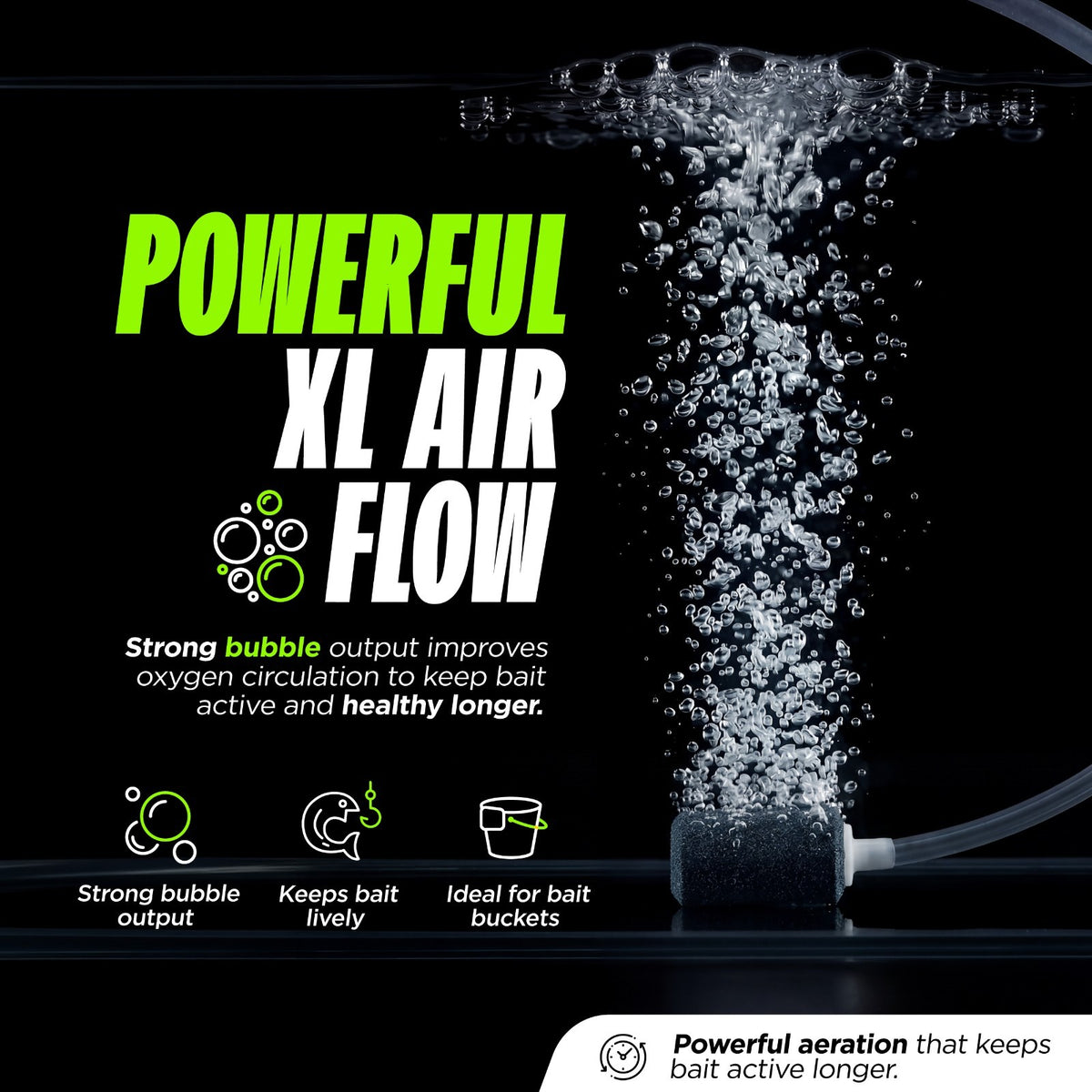 Rechargeable Glow-in-The-Dark Bait Pump with 4-Speed Bubble Control & XL Air Stone