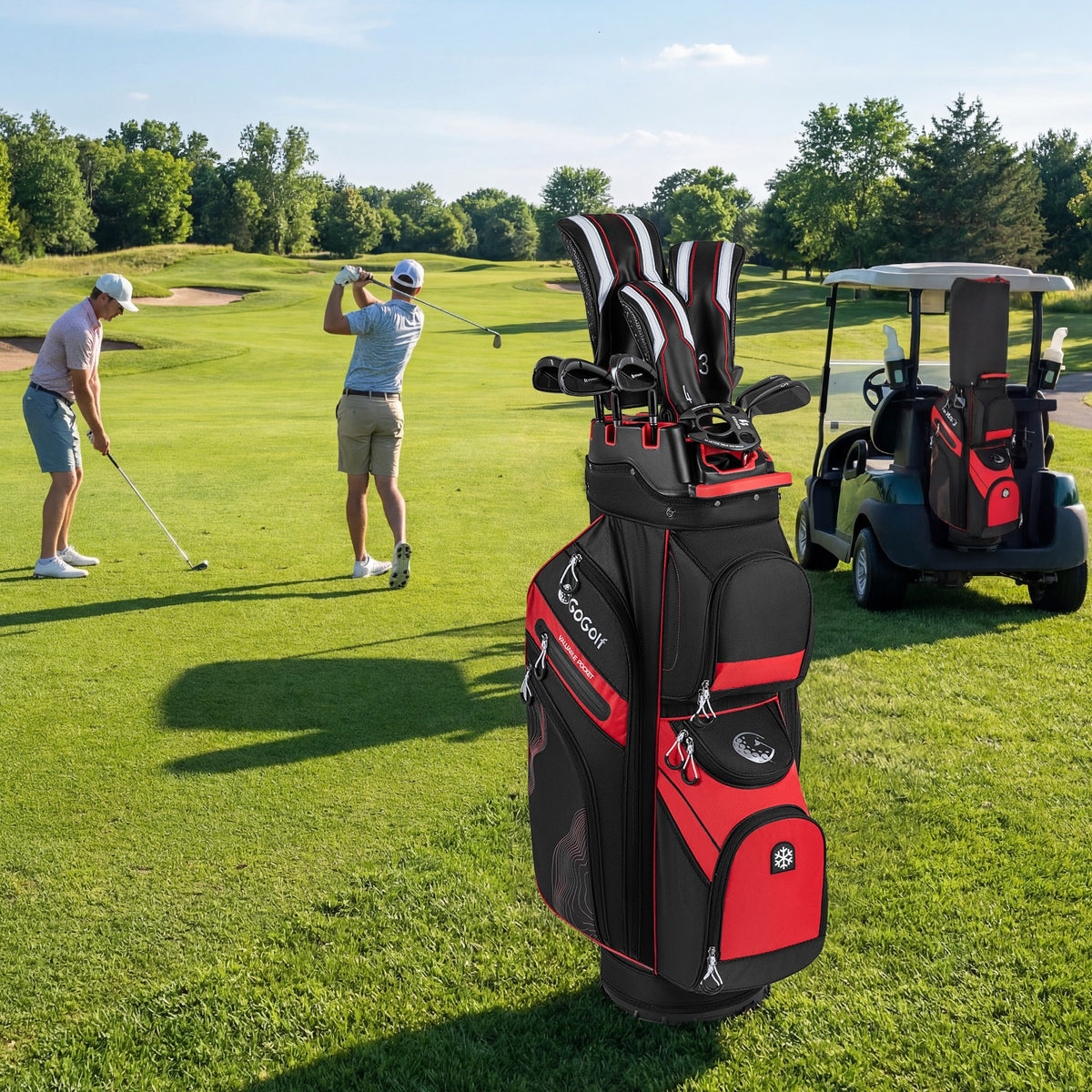 Golf Cart Bag with 14-Way Full Length Dividers and Multiple Pockets