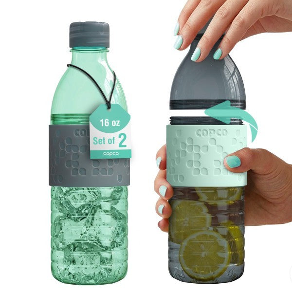16.9oz Leak-Proof Reusable Water Bottle Set with Non-Slip Sleeve